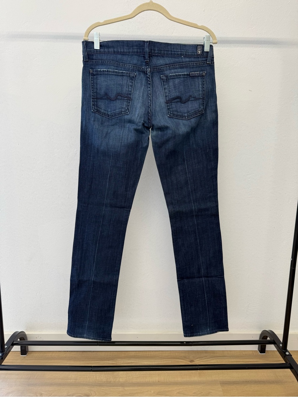 7 For All Mankind Women's Straight Leg Jeans in Dark Indigo